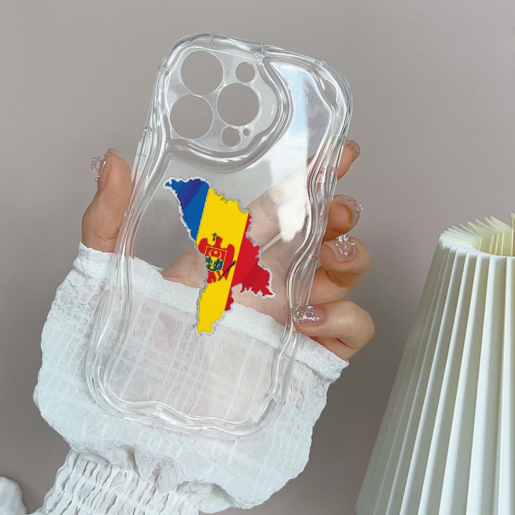N91 Moldova Flag Art Soft Wavy Phone Cases for iPhone 14 Pro Max 13 Mini 15 Plus XR 7 8 6 XS Max 12 11 Protective Bumper Cover