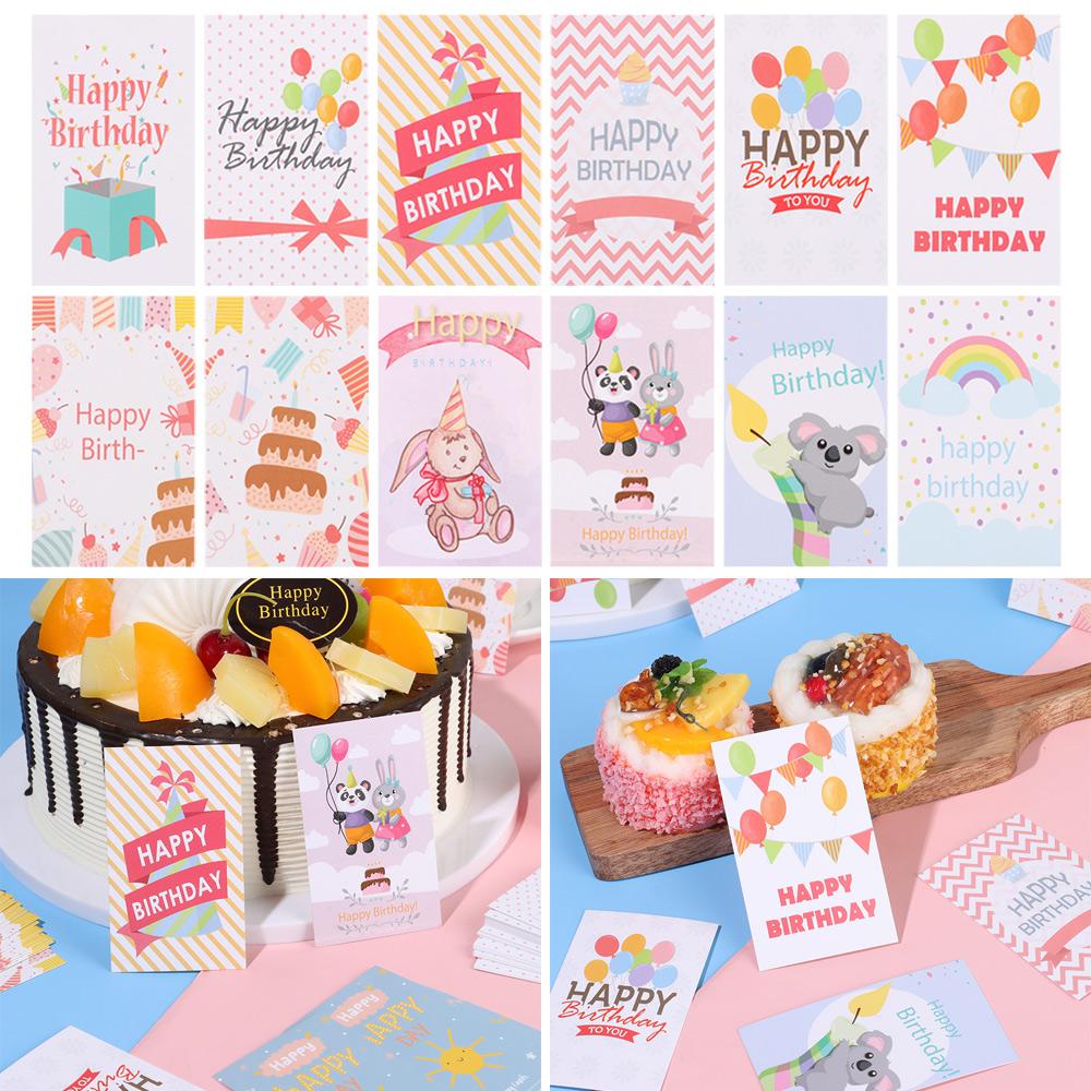 Invitations Cardstock Happy Birthday Cards Greeting Labels Cartoon Animal Message Postcard