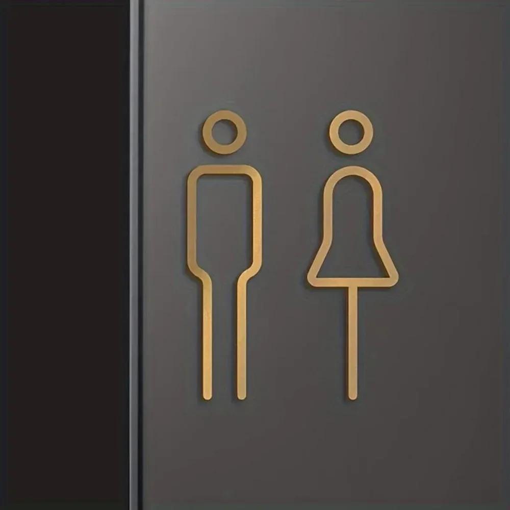 

Toilet Sign Plate Black Gold Color Wash Room Door Wall Label Sticker Wc Holder Signage Board Acrylic Toilet Signage Stickers