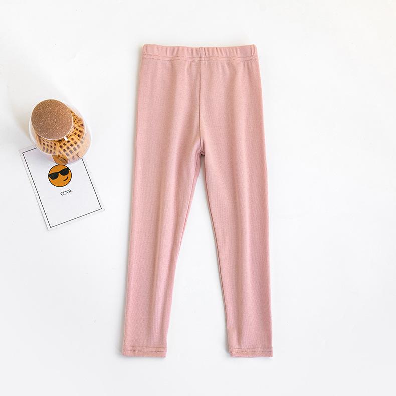 Spring and Autumn Girls' Pants Candy Colored Matte Warm Children's Bottom Pants Cotton Can Be Worn Inside Out Children's Pants