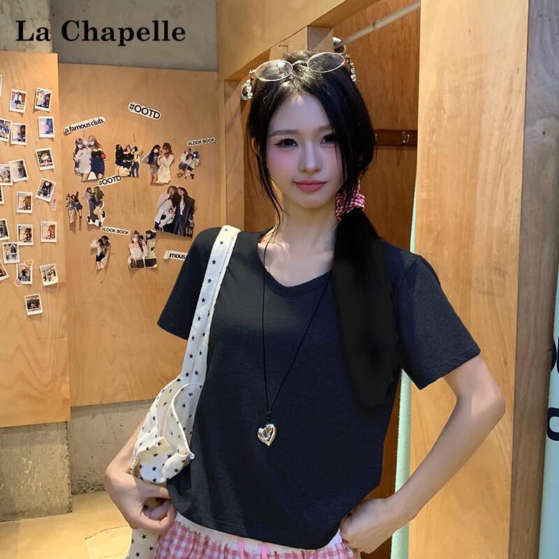 La Chapelle Women s V-Neck High-Low Hem Snowflake Cotton T-Shirt S