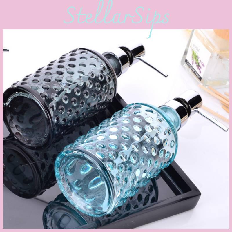 Glass Hand Modern Soap Dispenser 400ml Pump Decorative Embossed Household Design