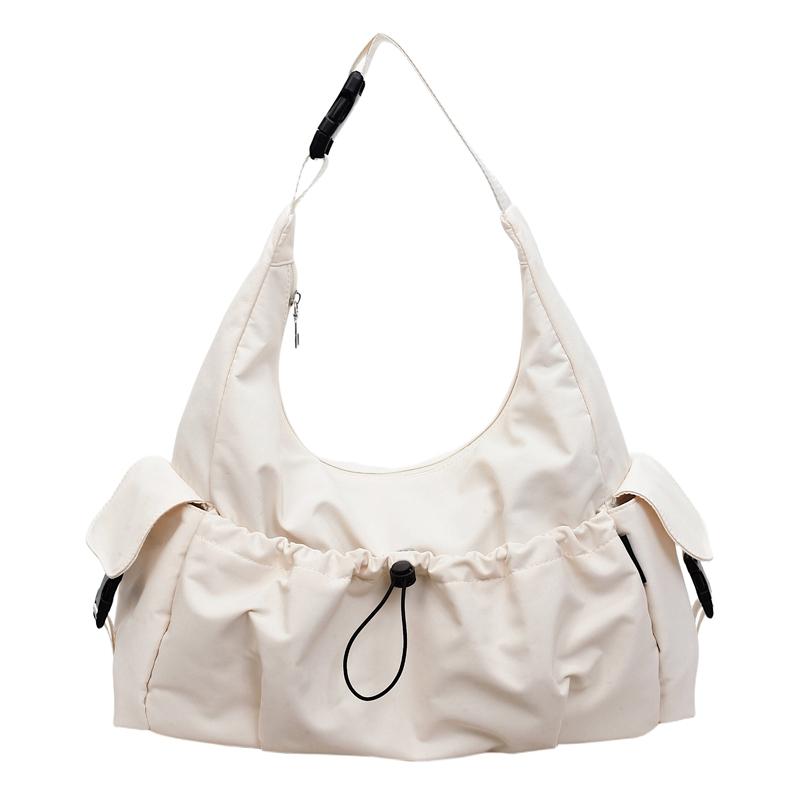 

New Nyl Solid Zipper Large Capacity Casual Tote Bag Daily Commute Versatile Crossbody Bags 2026 Sweet Versatile Bags бежевый