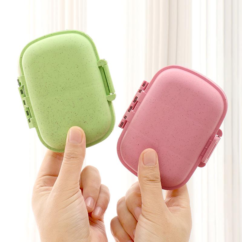 8 Siatki Organizer Pojemnik Na Tabletki Podróżne Pudełko Na Tabletki Z Pierścieniem Uszczelniającym Małe Pudełko Na Tabletki Pojemnik Ze Słomy Pszenicznej Na Leki