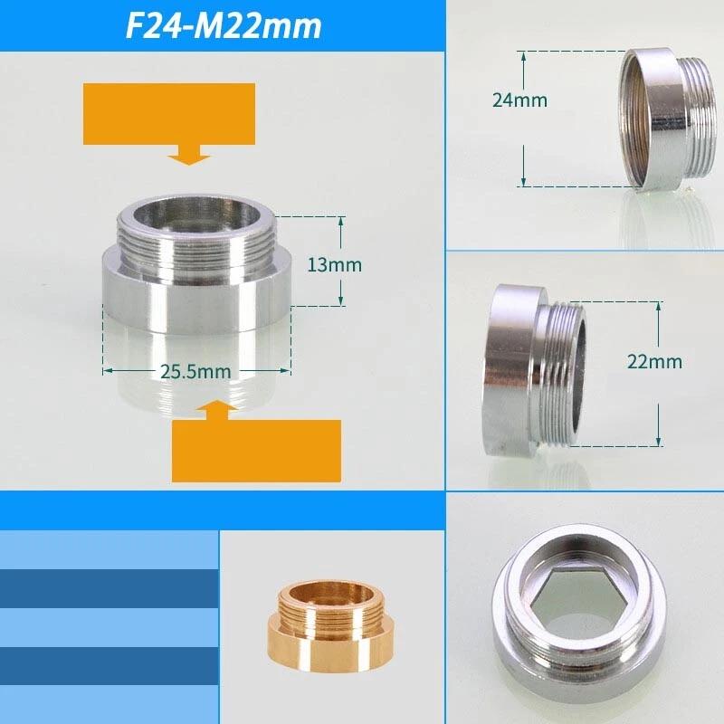 Hongtu M20 M22 M24 a 1/2" 3/4" Connettore Aeratore Rubinetto in Ottone - Filettatura Maschio&Femmina Fine/Grossa | Adattatore Risparmio Idrico per Rubinetto Cucina