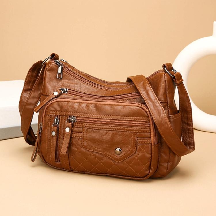 Leather Bag for Women Large Capacity Trendy Shoulder Bag Solid Color Bag