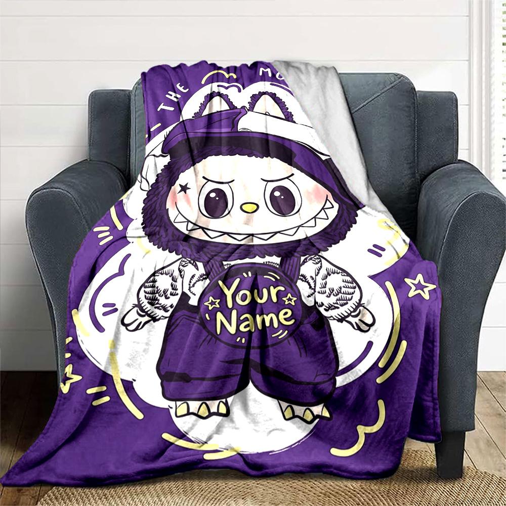 Labubu Personalized Name Blanket Multi-purpose Customizable Blanket Durable Comfort for Home Decor Office Office Chair Living Room for All Occasions
