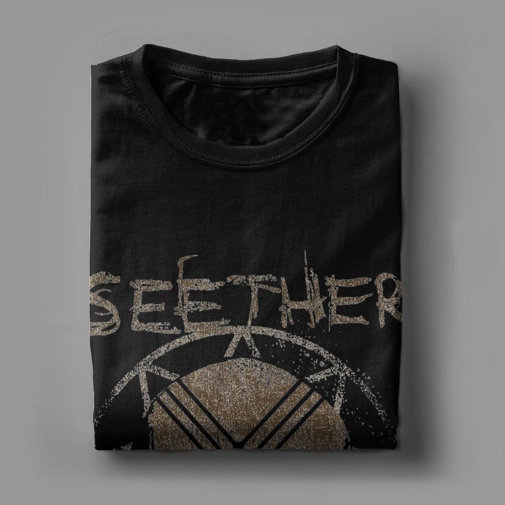 Casual Seether Octoskull T-Shirt for Men Round Neck Cotton T Shirts Short Sleeve Tee Shirt Printed Clothing