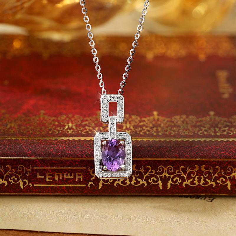 S925 Sterlingsilber Parfümflaschen-Halskette für Damen Europäischer und Amerikanischer Stil Luxuriös Hochwertig Natürlicher Kristall Mode Geschenk