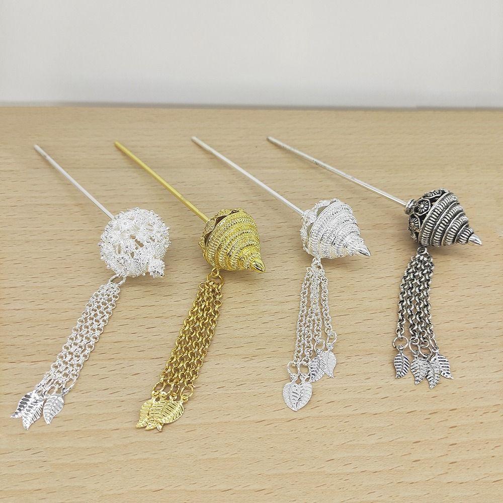 Ancient Hanfu Headwear Thai Headdress Metal Hair Sticks Tassels Hairpin Ancient Style Headwear