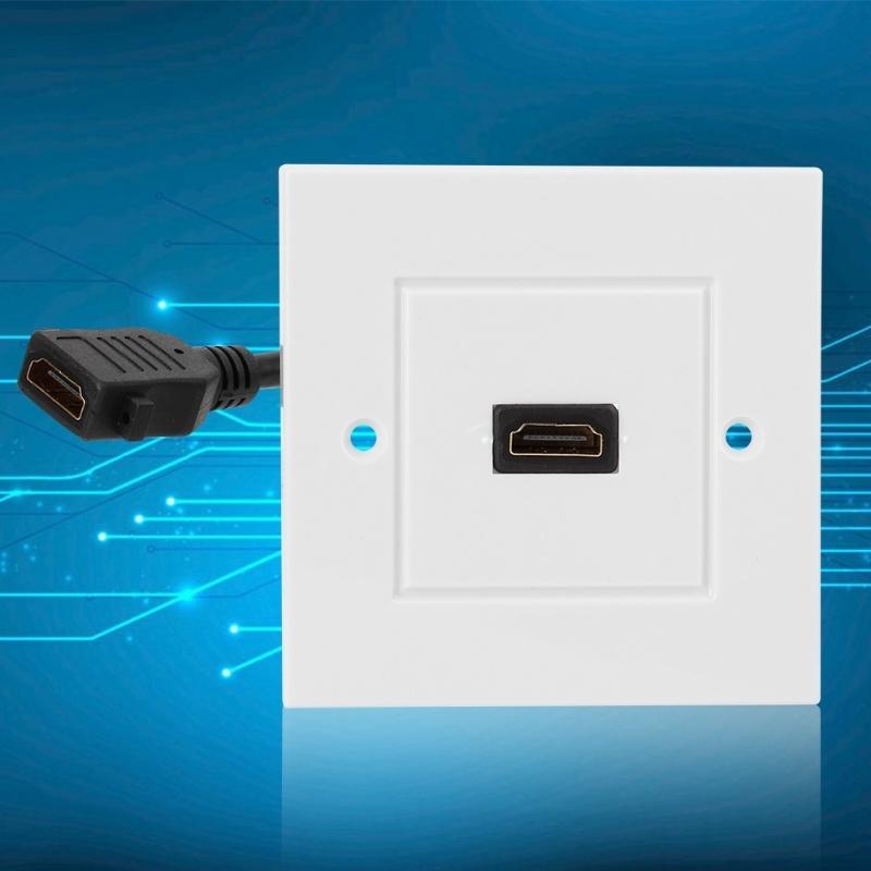 White Dual Port HDMI Wall Plate Panel For Hotel Home Office Building US Standard