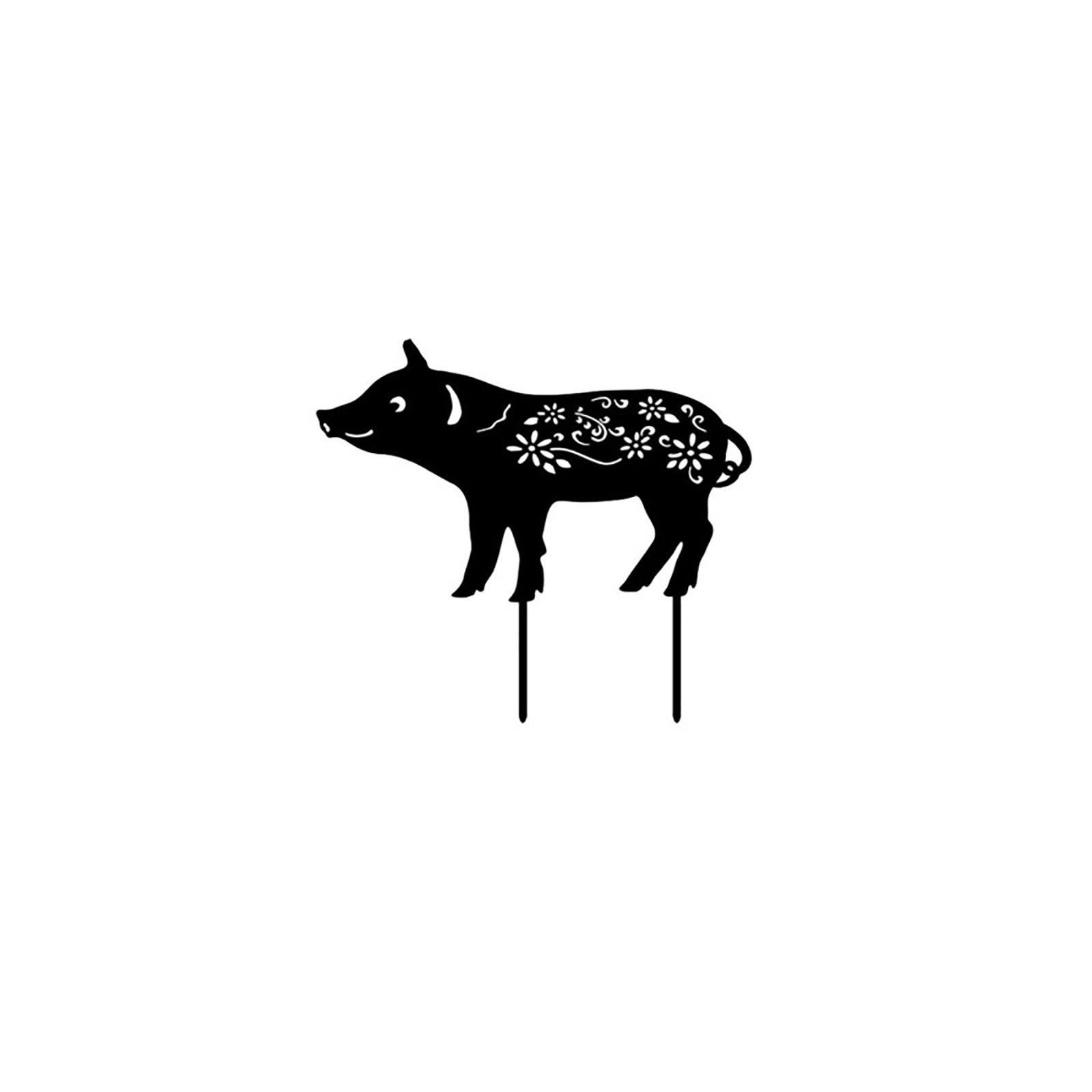 Yard Art Black Pig Garden Inserts Acrylic  Hollow Inserts