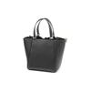 Tory Burch McGraw Solid Magnetic Button Closure Pebble Leather Tote Bag Women tote bags Black 144857-001