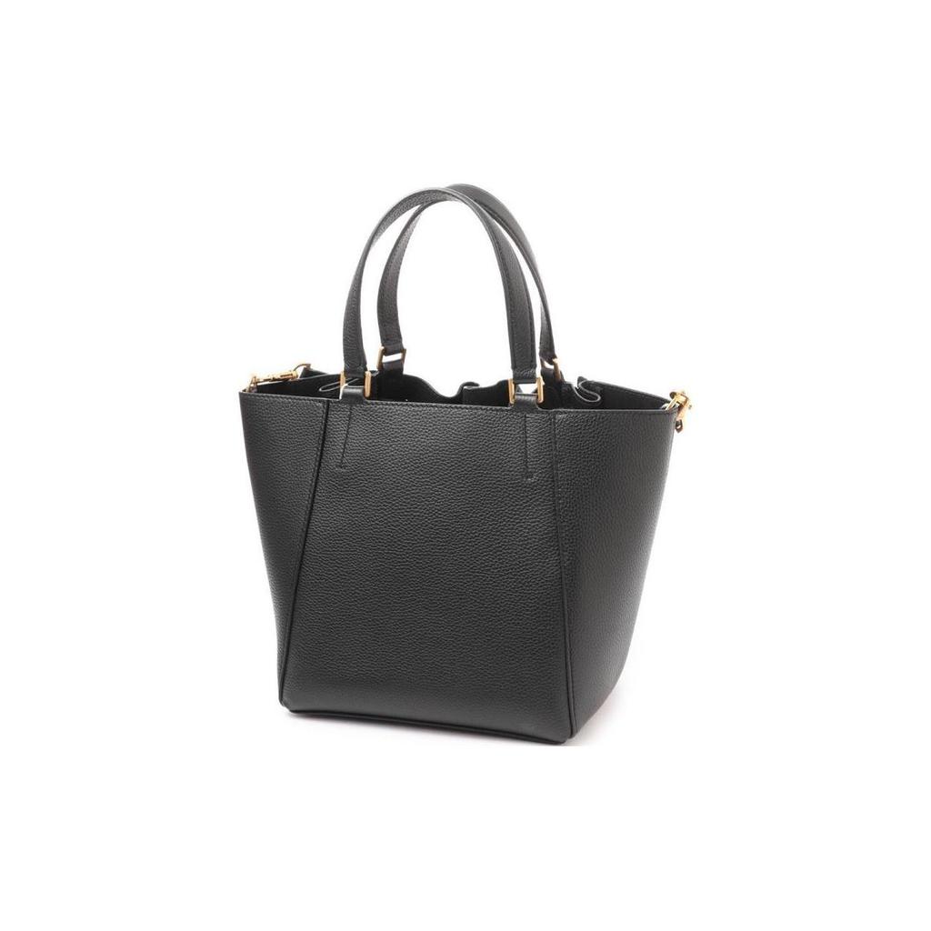 Tory Burch McGraw Solid Magnetic Button Closure Pebble Leather Tote Bag Women tote bags Black 144857-001