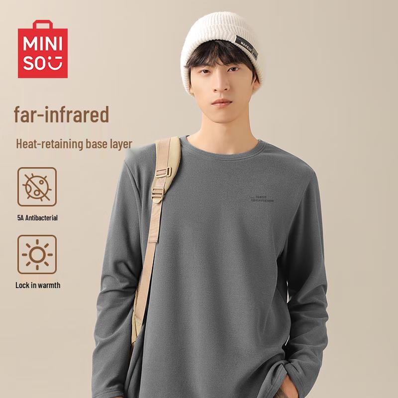 MINISO Men s Fleece-Lined Antibacterial Long-Sleeve Base Layer T-Shirt 2XL