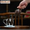 190ml Antique Yixing Purple Clay Teapots Handmade Stone Scoop Pot Raw Ore Purple Mud Kettle With Infuser Zisha Tea Set Drinkware
