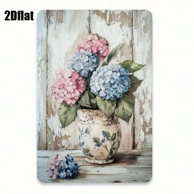 

Vintage Hydrangea Metal Wall Art Sign 8x12 Inch Retro Bar Decoration