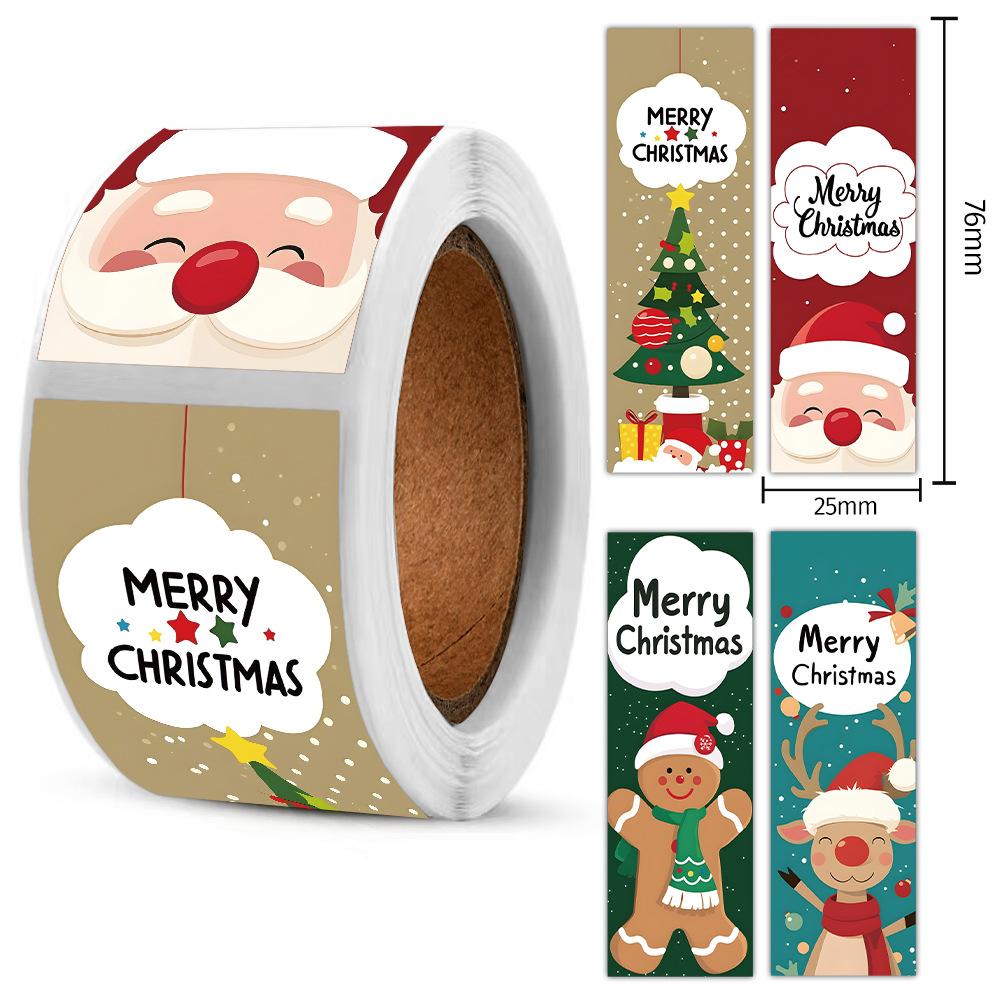 120pcs Christmas Stickers Roll - Cute Santa Polar Bear, Merry Christmas - for Gift Wrapping, Packaging - Paper-Based