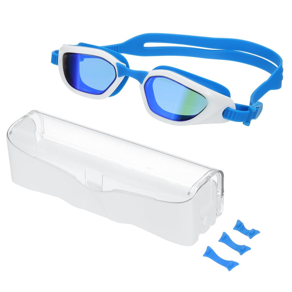 PATIKIL Unisex Polarized Swim Pool Swimming Sun with Storage Adult Goggles, Anti-Fog Goggles, Resistant, Leak-Free, Box, Size, Blue/White