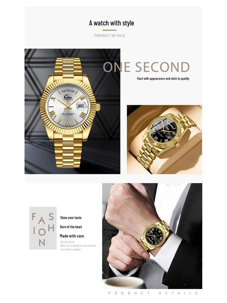 Swiss Brand Ultra-Thin Men's Steel Band Business Watch - High-End Waterproof Design