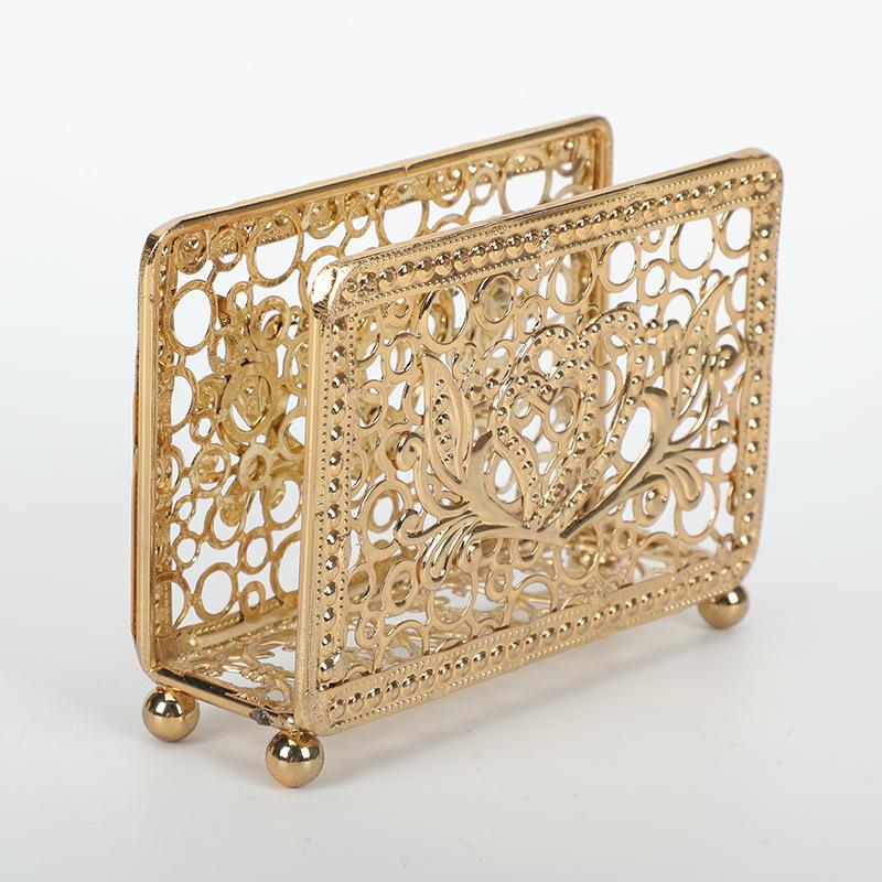 Легкая роскошная настольная стойка для салфеток, металлическая полая стойка для хранения, вертикальная стойка для бумажных полотенец для ресторана и отеля в западном стиле золотой