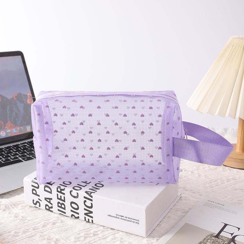 New Mesh Transparent Cosmetic Bags Small Large Clear Purple Makeup Bag Portable Travel Toiletry Organizer Lipstick Storage Pouch