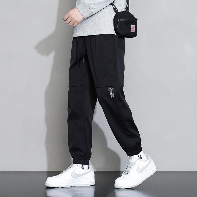 

Summer New Men s Sports Casual Pants Solid Color Versatile Loose Tie Men s Sweatpants Youth Overalls Boys M