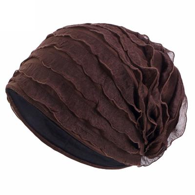 Slouchy Baggy Turban Hat Pleated Ruffle Stretch Soft Hair Loss Headscarf Women Muslim Hijab Beanies Bonnet Chemo Cap Nightcap