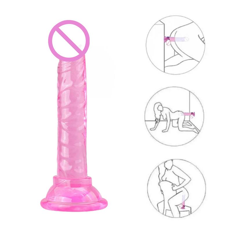 Mini Backcourt Suction Cup Small Anal Plug Simulation Crystal Transparent Female Masturbator Female Dildo Small Penis Adult Sex