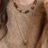 Maillard Vintage Oval Tiger Eye Long Necklace: Niche Light Luxury Sweater Chain for Women
