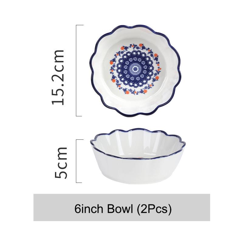 Ceramic Bowls Plate Floral Pattern Ceramic tableware Rice soup bowl Fish plate Dinner Plate Salad Dessert Plates Microwavable