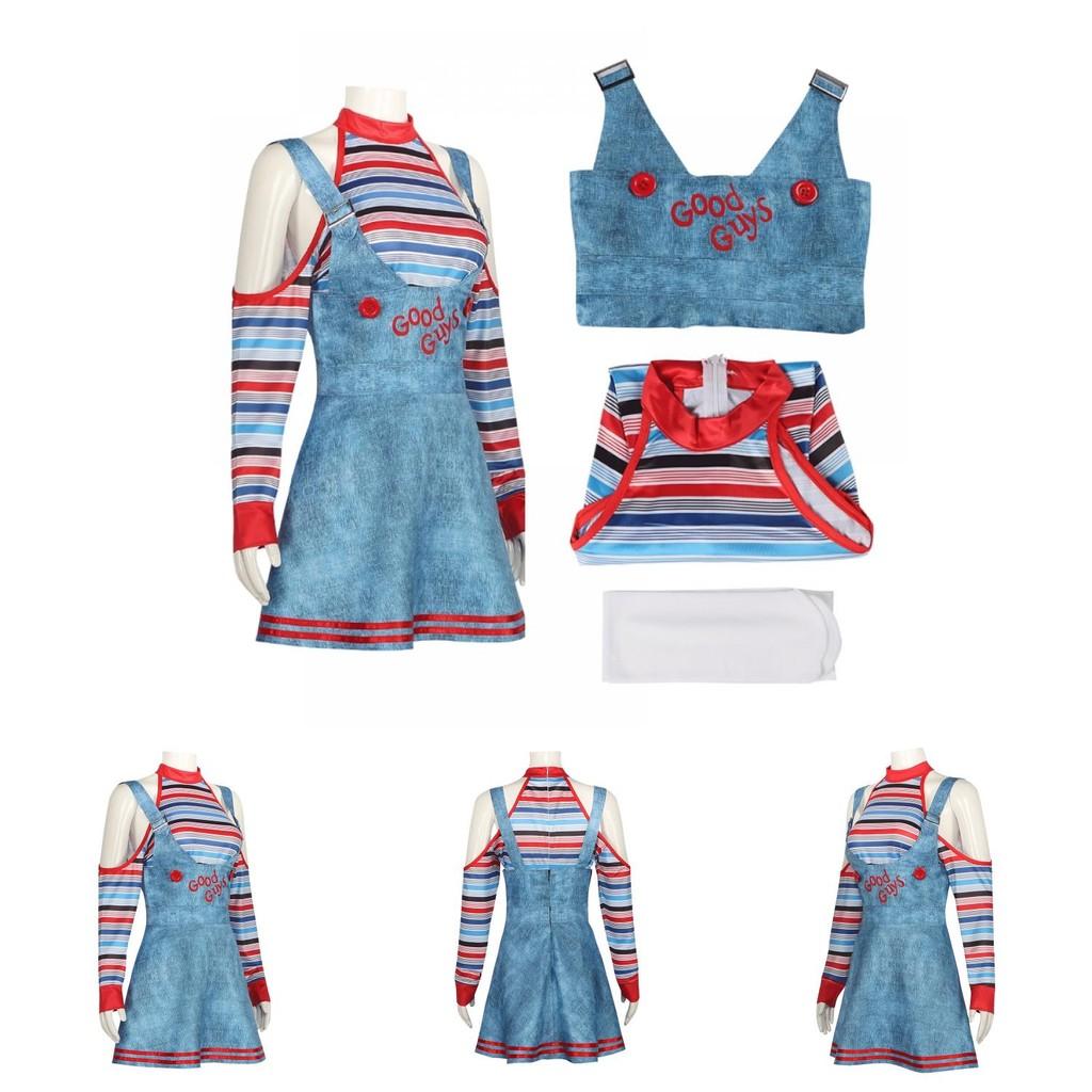 Sweet Dada Circus Clown Costume Halloween Cosplay Horror Doll Maid Dress Revival Set