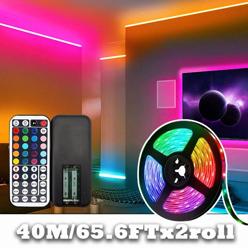 5V RGB Flexible LED Strip Lights, Color Changing Atmosphere Tape Light with 44 Keys Remote for Bedroom Indoor Home Decoration
