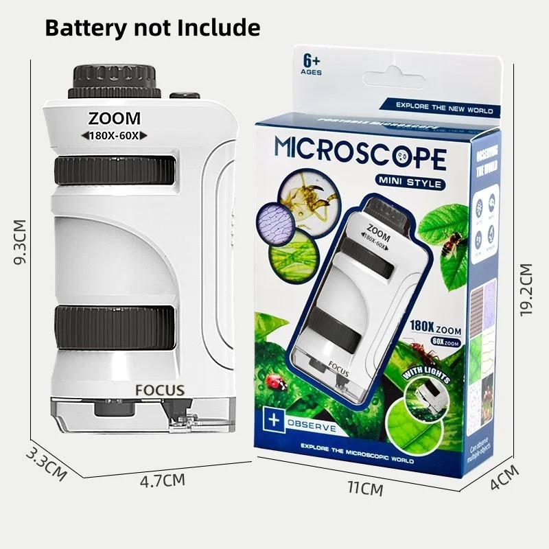 

Educational Kids Microscope Toy 60-180X Magnification Science Kit with 12 Slides Ideal Learning Gift for Children Classroom Home