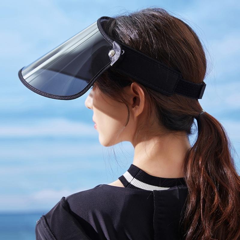 Women's Empty Top Wide Brimmed Colored Lens Sun Visors Hat for Summer Beach and Outdoor Activities