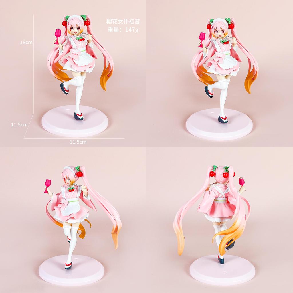 Hatsune Miku Pvc Model Anime Character With Maid Costume Design For Home Office Decor