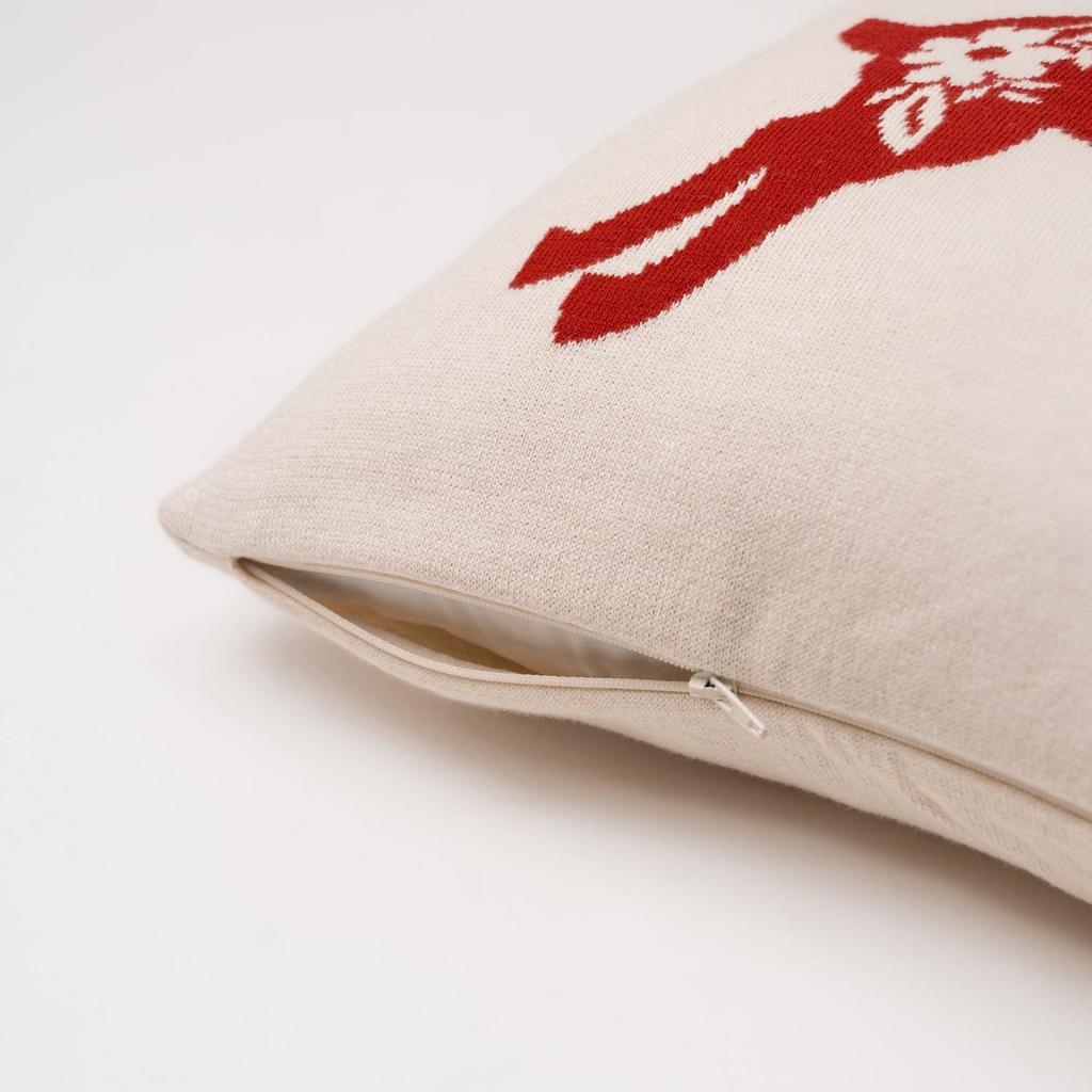 Decorative Embroidered Cushion Cover | Knitted Christmas Winter Pillow Cushion Cover for Sofa Living Room | 16inch x 16inch | Rudolph