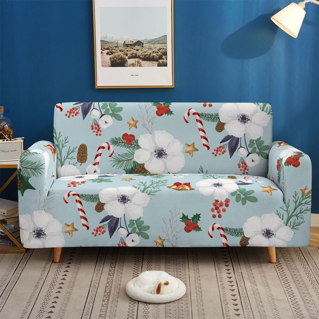 Flower And Flower Sofa Cover, Dustproof And Non-Slip Elastic All-Inclusive Three-Seat Sofa Cover