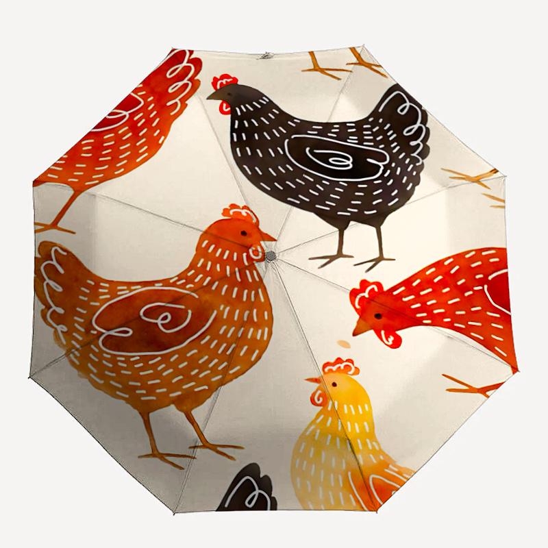 

1pc Chicken Farm Automatic Open/close Umbrella, 8-Rib sturdy structure, Portable Travel Umbrella, Parties, Everyday Useb026