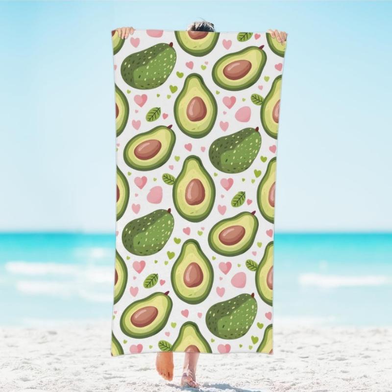 

Delicious Avocado Fruits Beach Towel Lightweight Microfiber Beach Towels Decor Quick Dry Pool Towel for Beach Travel Swim Bath W30*H60(CM)
