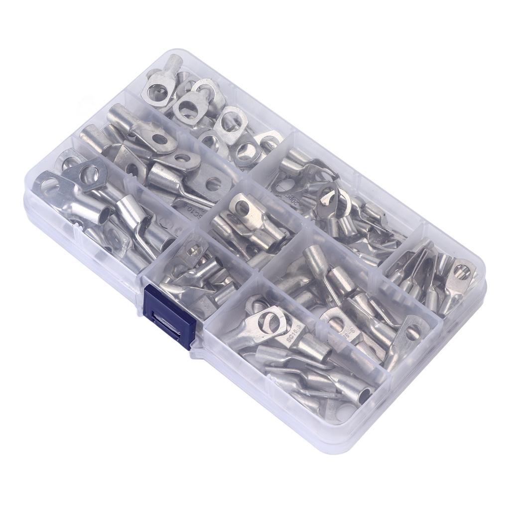 120pcs Battery Crimp Terminals 8 Sizes Copper T2 Tinned SC Wire Ring Connector for Marine Automotive