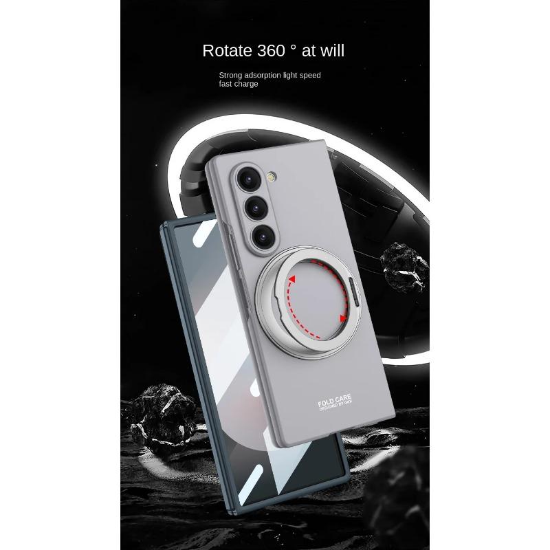 Galaxy Z Fold6 for Wireless Charging Magnetic Phone Case for Samsung Galaxy Z Fold 6 Fold 6 5G Rotating Bracket Protective Cover Holder Stand