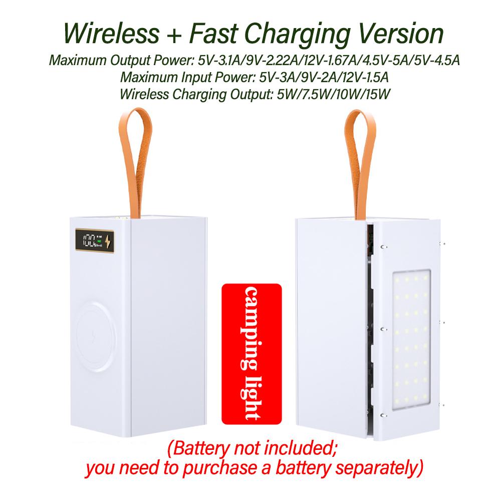 40 Zellen 18650 DIY Powerbank Gehäuse Kit Abnehmbar Kein Löten Kabelloses Laden Campinglicht Mobiles Stromgehäuse Ohne Akku