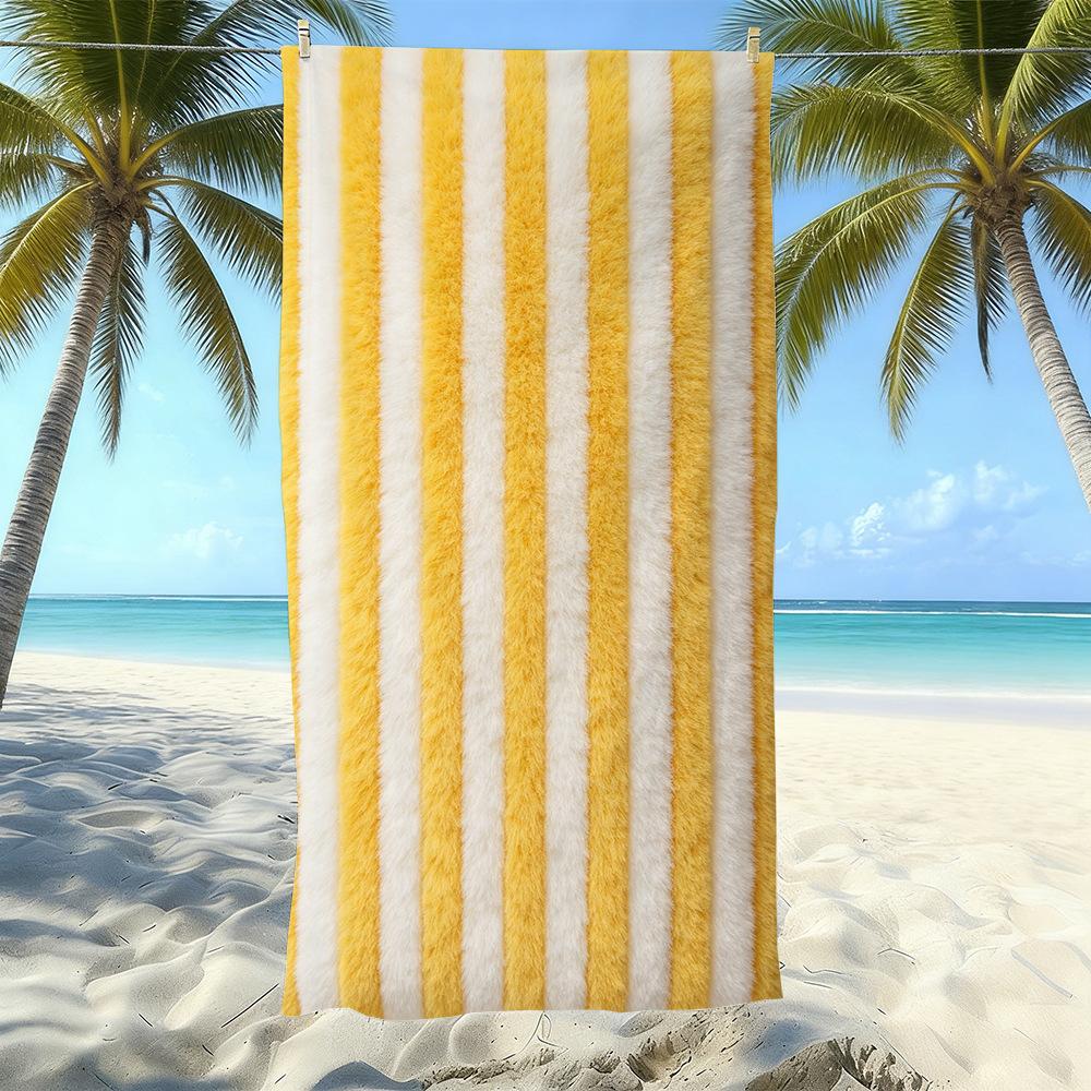 Populaire gestreepte bedrukte strandlaken Sneldrogend Zandvrij Volwassen Zwem Bad Handdoek Microvezel Handdoek