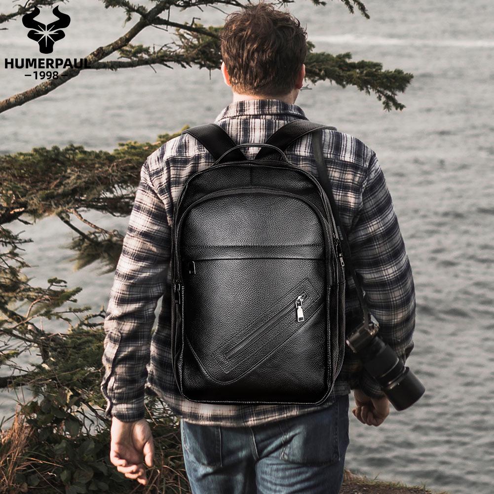Humerpaul Borsa sportiva alla moda con borsa per computer multifunzione di grande capacità, zaino di fascia alta in vera pelle