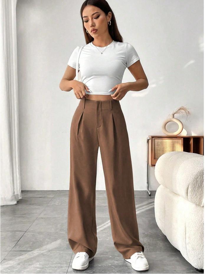 2025 Spring/Summer Women's Drapey High-waisted Slimming Wide-Leg Floor-Length Pants