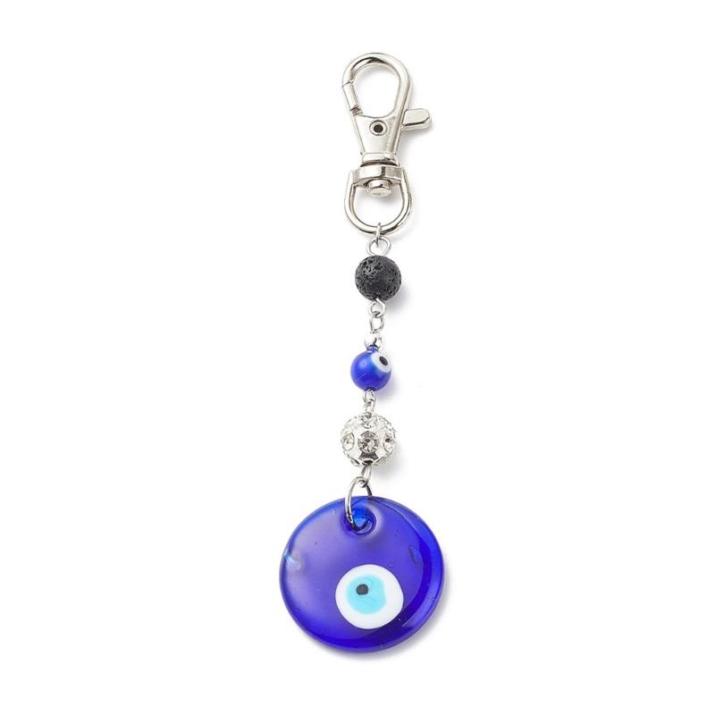 

Полупрозрачный синий брелок с глазом, брелок с глазом дьявола, ремешок для мобильного телефона с бусинами, модный ювелирный кулон для повседневного ношения