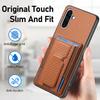 For Samsung Galaxy A36 5G Case with Card Holder Kickstand Fiber Pattern Leather Back Cover