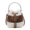 Sac seau bandoulière OGAR pour femme Color Block en polaire d'agneau