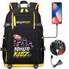 Print Kids Backpack with USB Charging Port, Teenagers School Bookbag, Lightweight Travel Daypack with Headphone Jack Anti-Theft Design